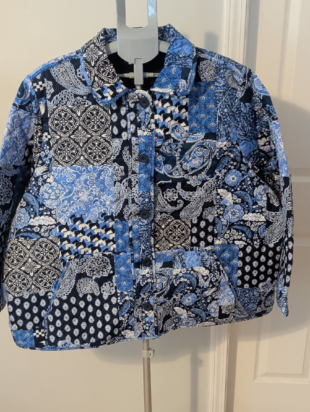 Women's Quilted Patchwork Jacket - Blue